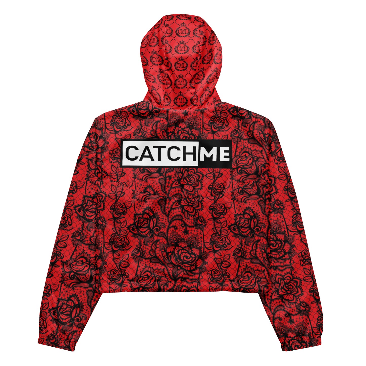 CatchME Lifestyle | Red Rose Lace Women’s Cropped Windbreaker Sports Jacket