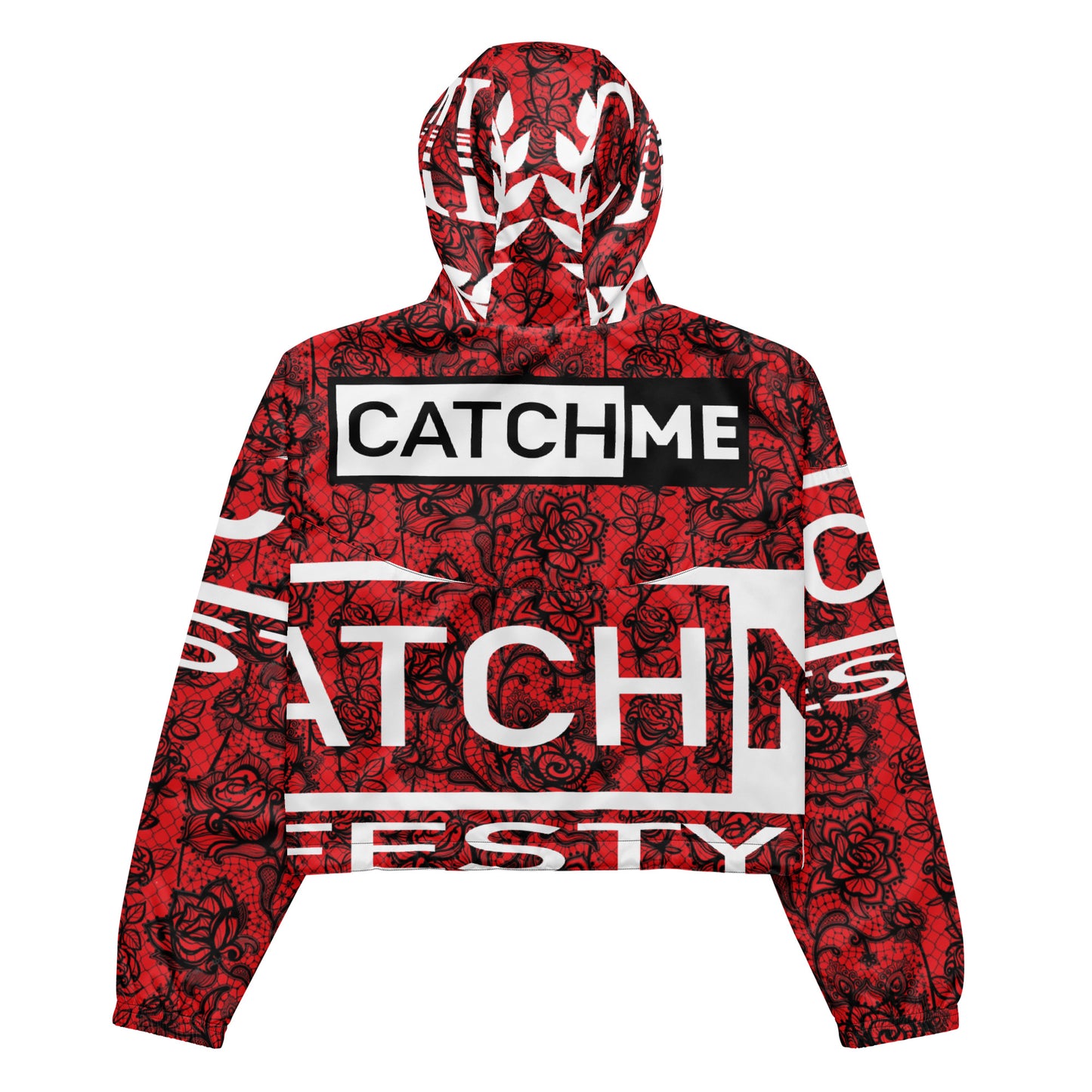 CatchME Lifestyle | Red Rose Lace Women’s Cropped Windbreaker Sports Jacket