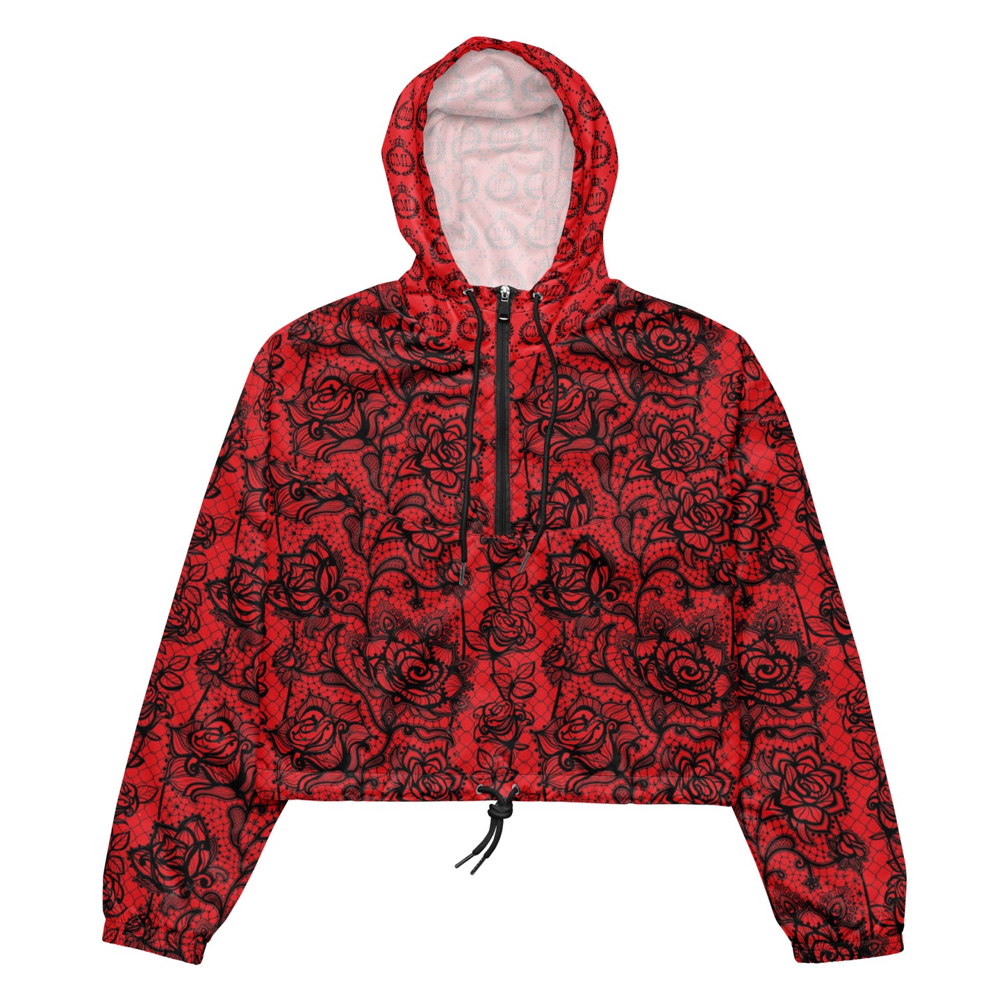 CatchME Lifestyle | Red Rose Lace Women’s Cropped Windbreaker Sports Jacket